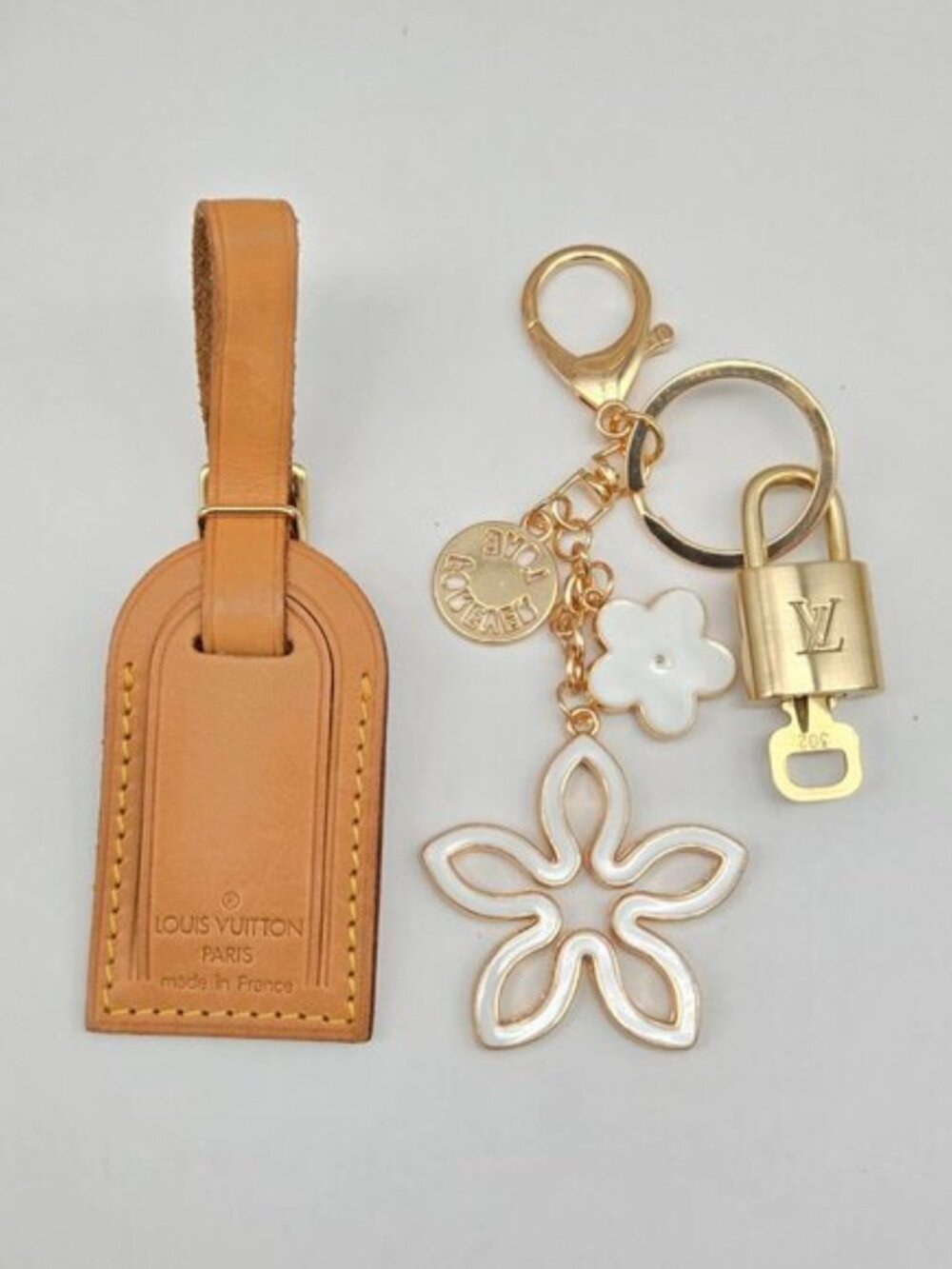 Authentic Louis Vuitton Luggage Nametag and Gold Padlock with Unbranded Keycharm - Picture 3 of 9